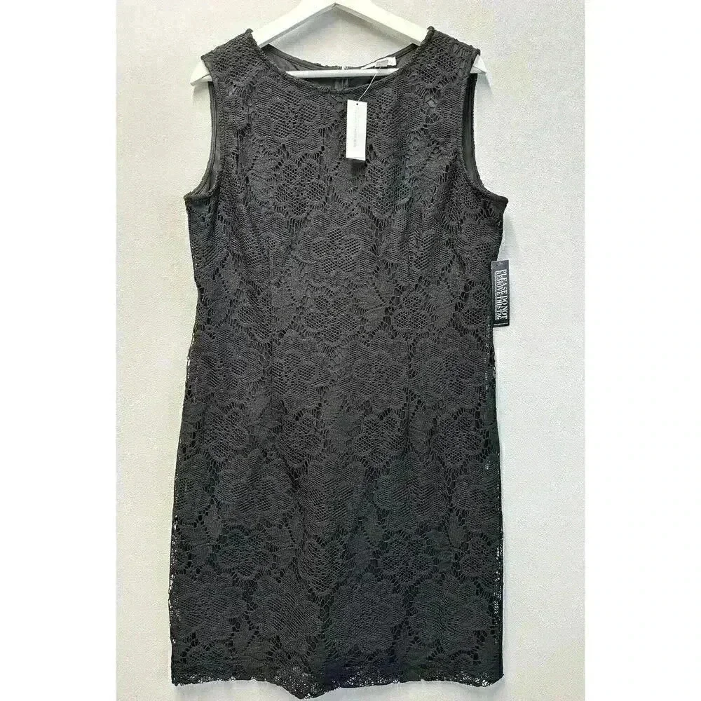 New York & Company Women’s Size 14‎ Black Floral Lace Overlay Sheath Dress